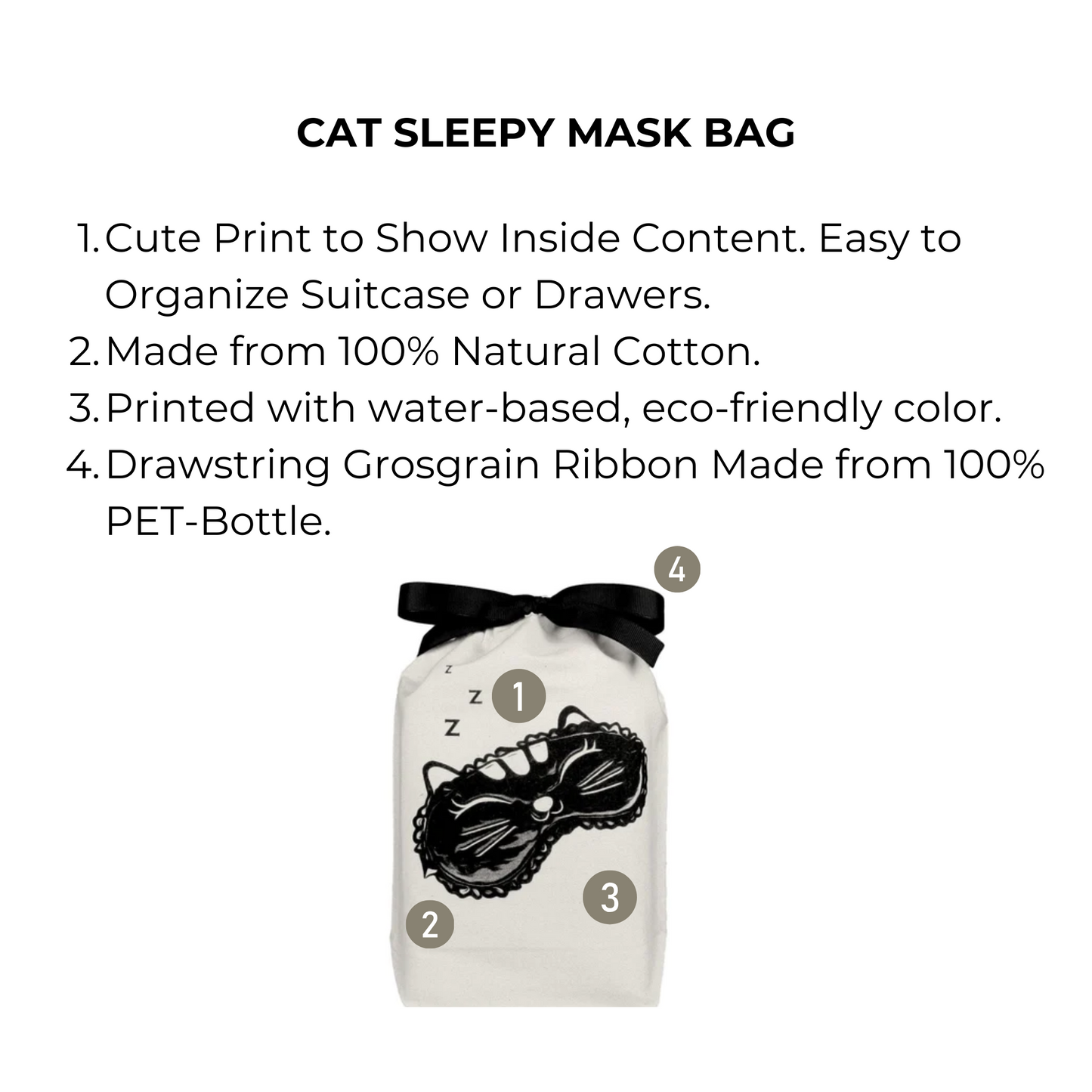 Cat Sleepy Mask Bag, Cream - Concordia Style Boutique