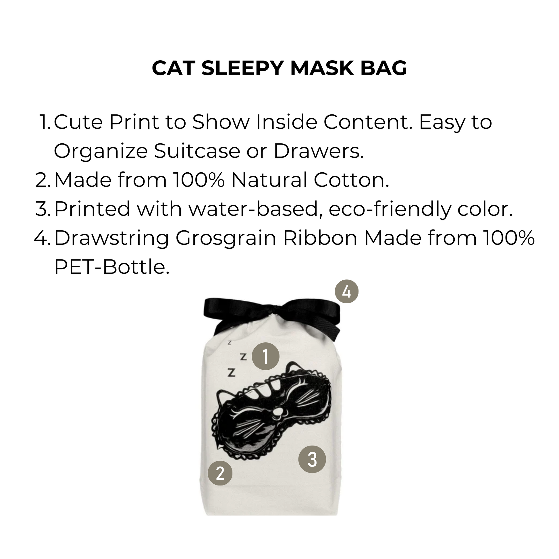 Cat Sleepy Mask Bag, Cream - Concordia Style Boutique