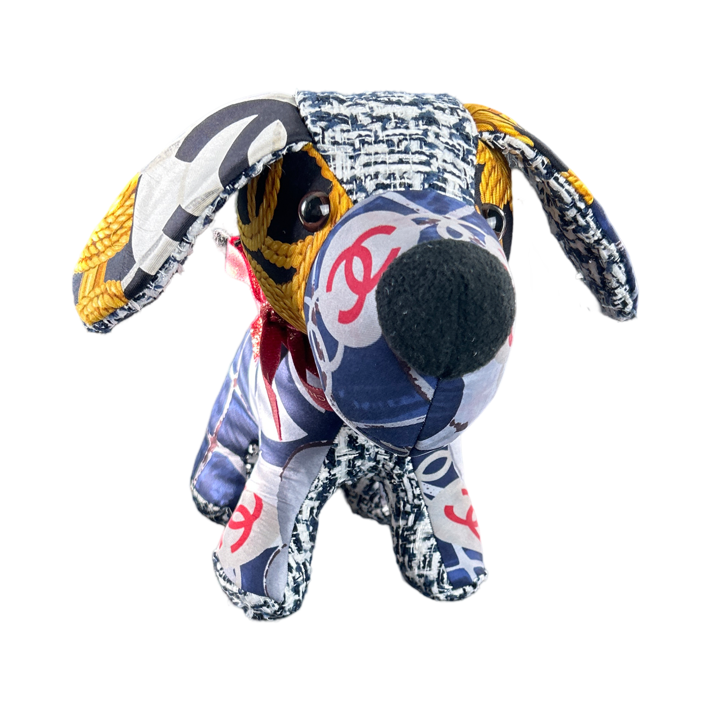 CC Monogram Vintage Silk Scarf Patchwork Puppy