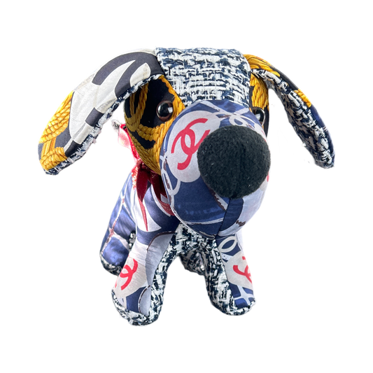 CC Monogram Vintage Silk Scarf Patchwork Puppy
