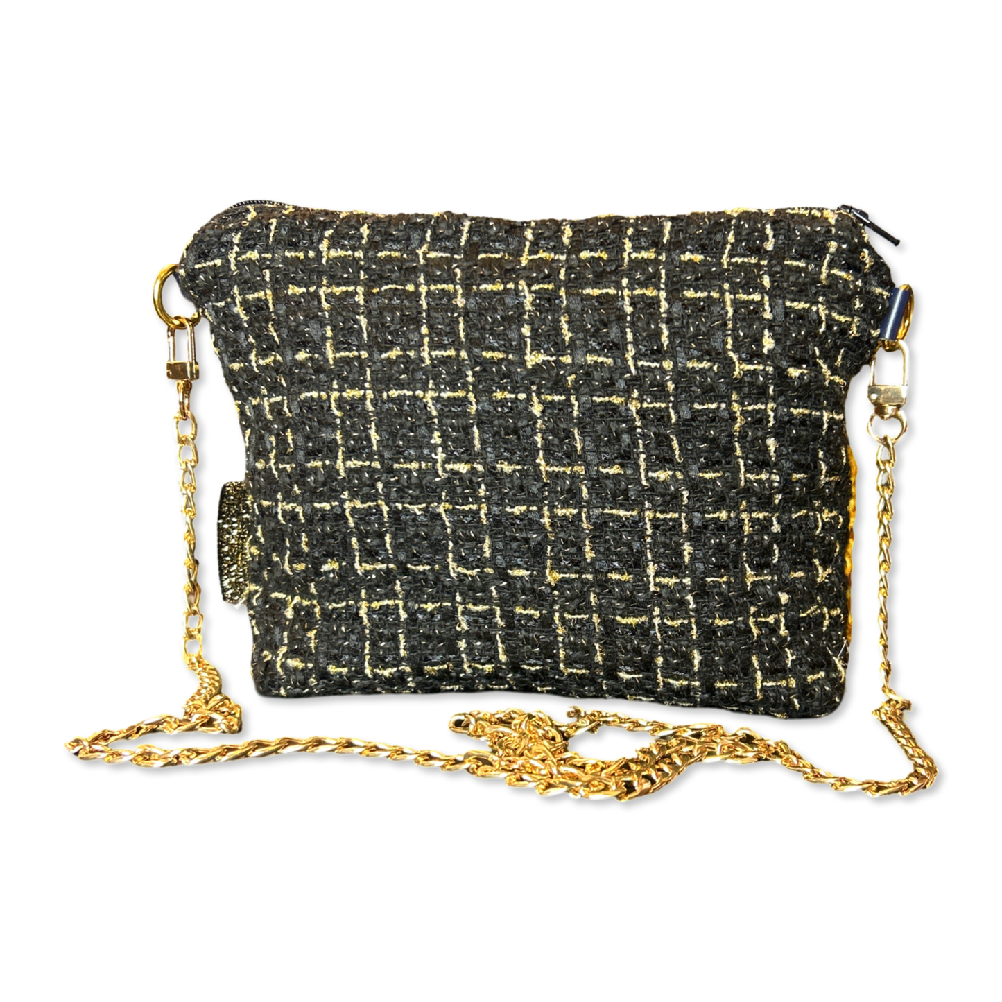 CC Logo Gold Chain Noir Vintage Scarf Crossbody Bag