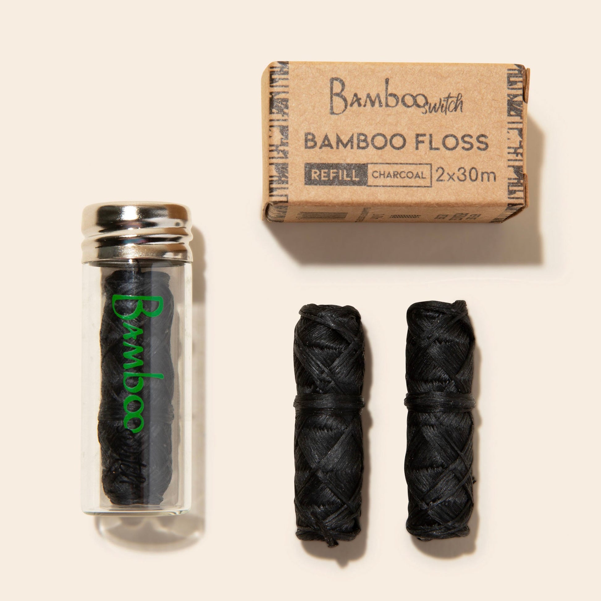Bamboo Charcoal Floss in Glass Container - Concordia Style Boutique