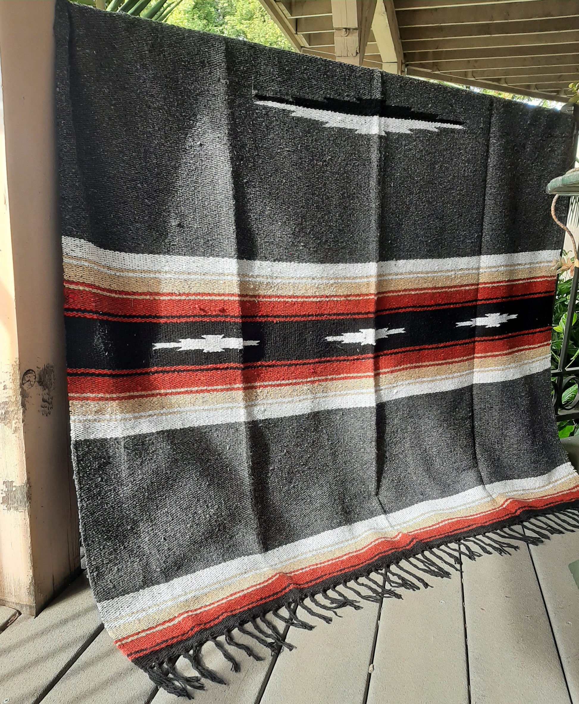 Charcoal Retro Diamond Mexican Blanket - Concordia Style Boutique
