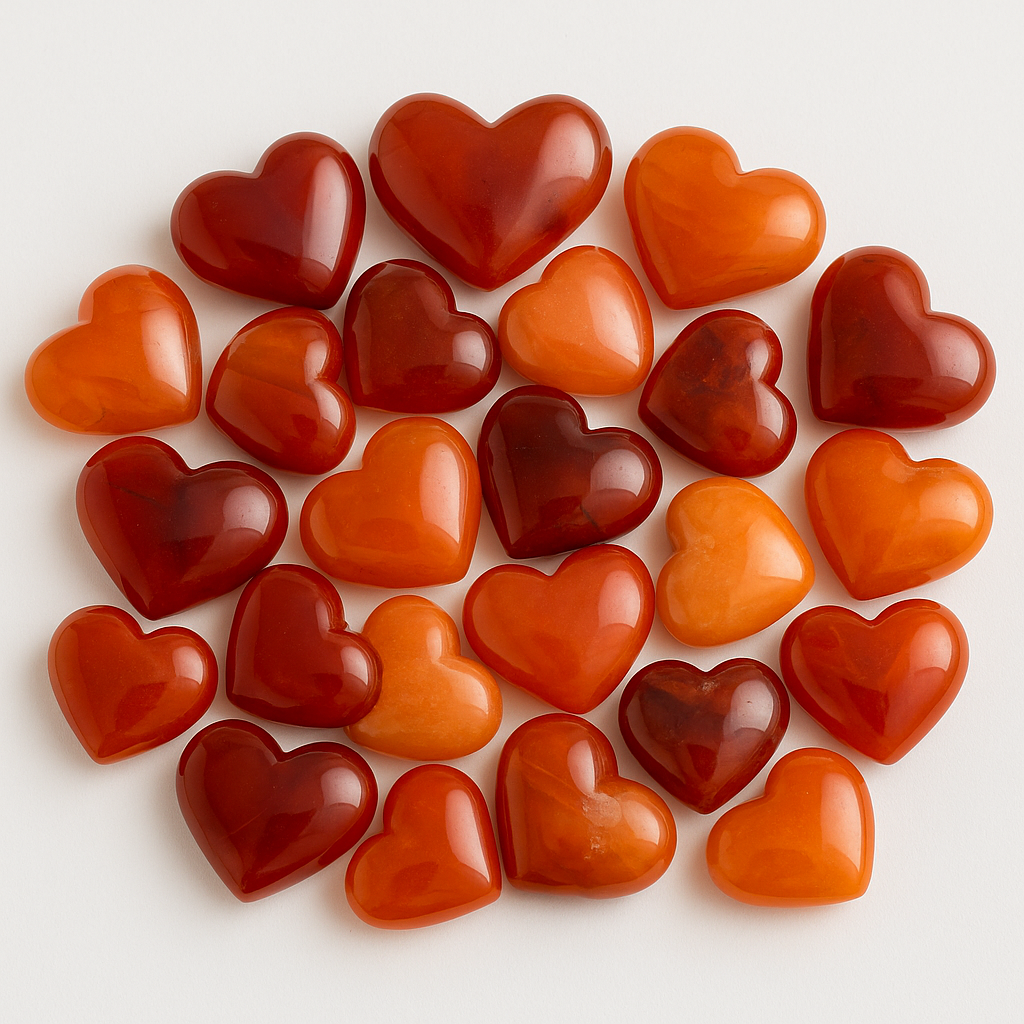 Carnelian Agate Mini Hearts – Sold by the Pound