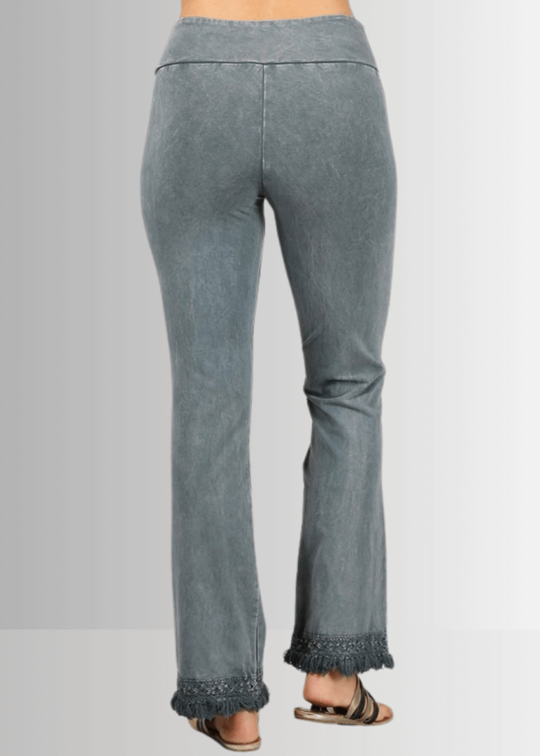 Mineral Washed Crochet Fringe Hem Pants - Concordia Style Boutique