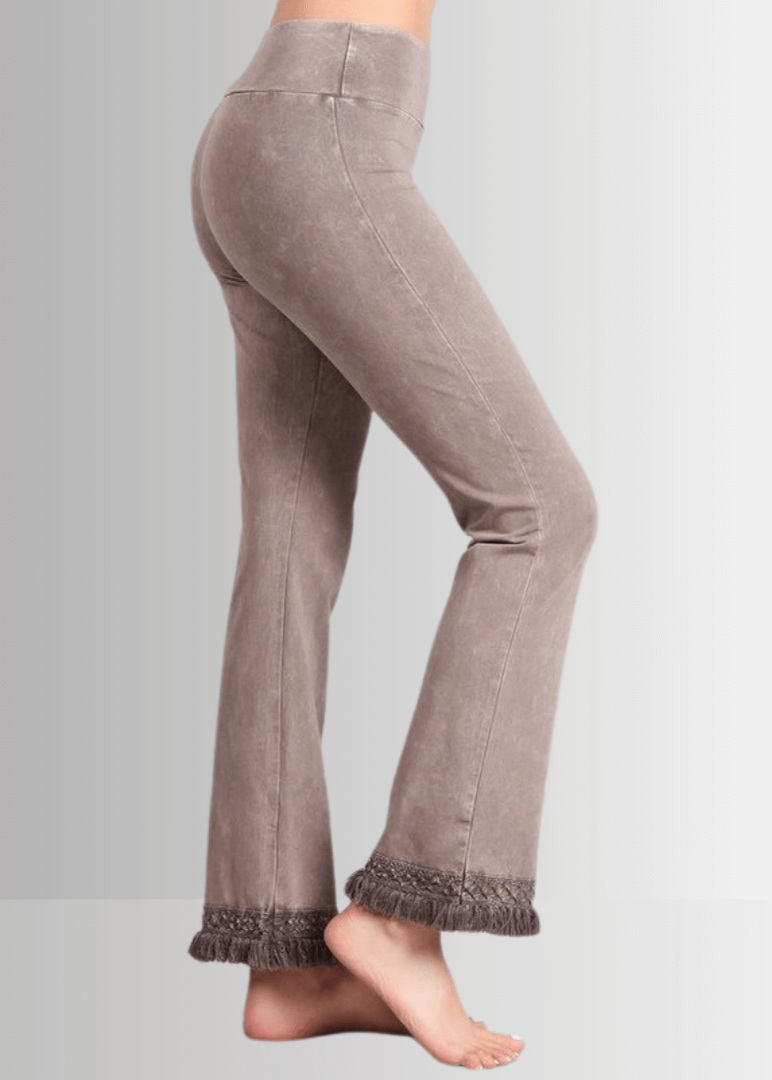 Mineral Washed Crochet Fringe Hem Pants - Concordia Style Boutique