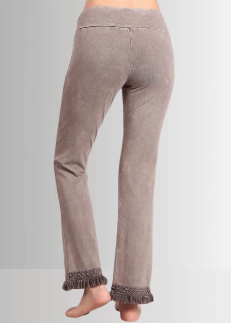 Mineral Washed Crochet Fringe Hem Pants - Concordia Style Boutique