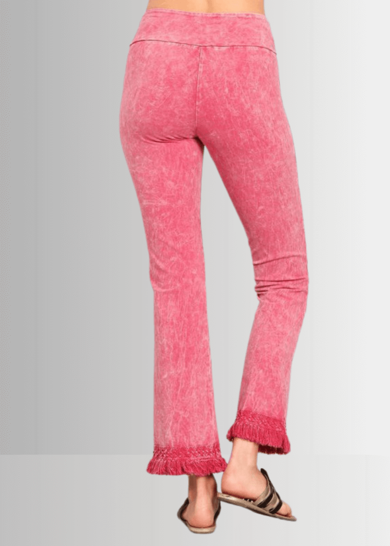 Mineral Washed Crochet Fringe Hem Pants - Concordia Style Boutique