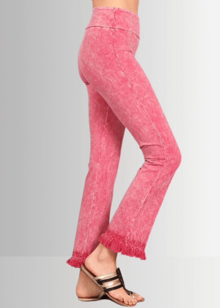 Mineral Washed Crochet Fringe Hem Pants - Concordia Style Boutique
