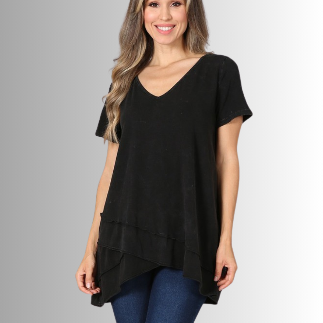 Relax in Style Cotton V-Neck Top - Concordia Style Boutique