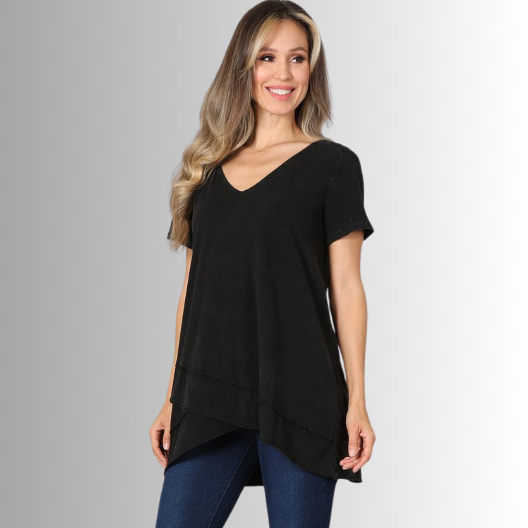 Relax in Style Cotton V-Neck Top - Concordia Style Boutique