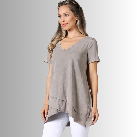 Relax in Style Cotton V-Neck Top - Concordia Style Boutique