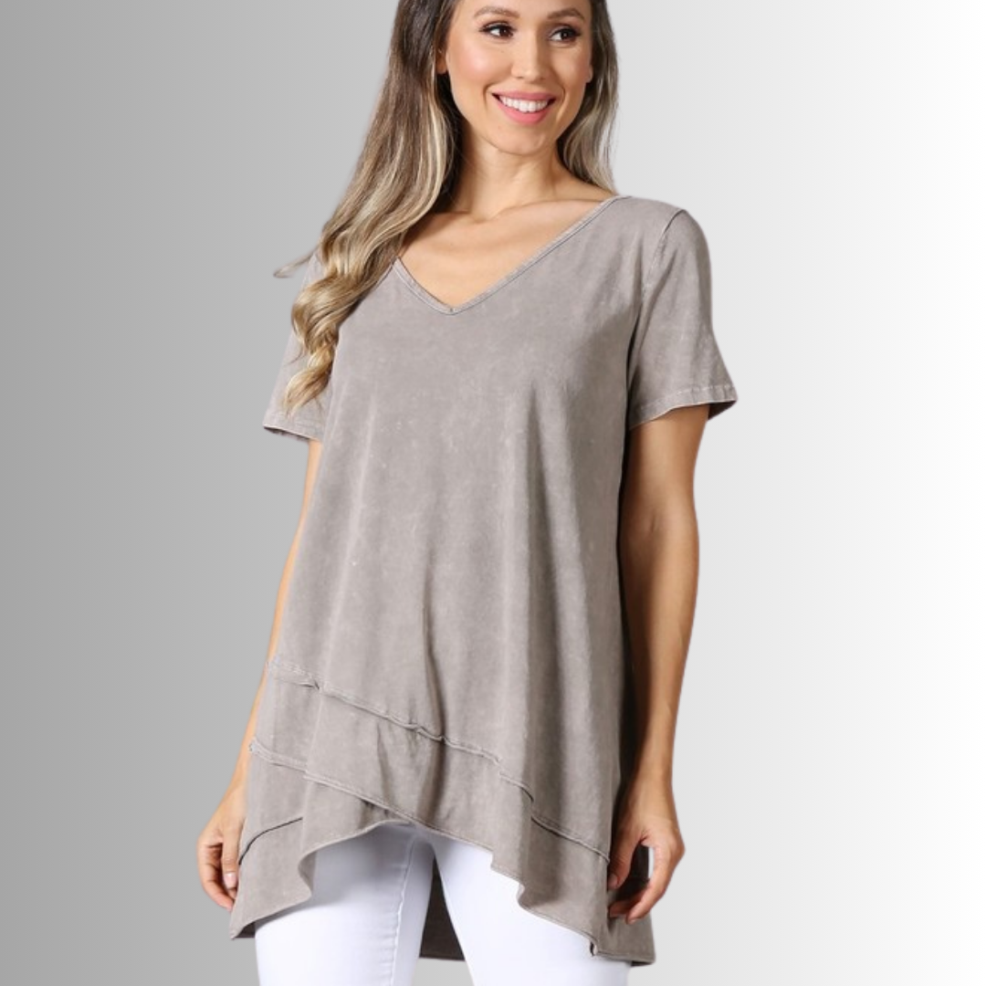 Relax in Style Cotton V-Neck Top - Concordia Style Boutique