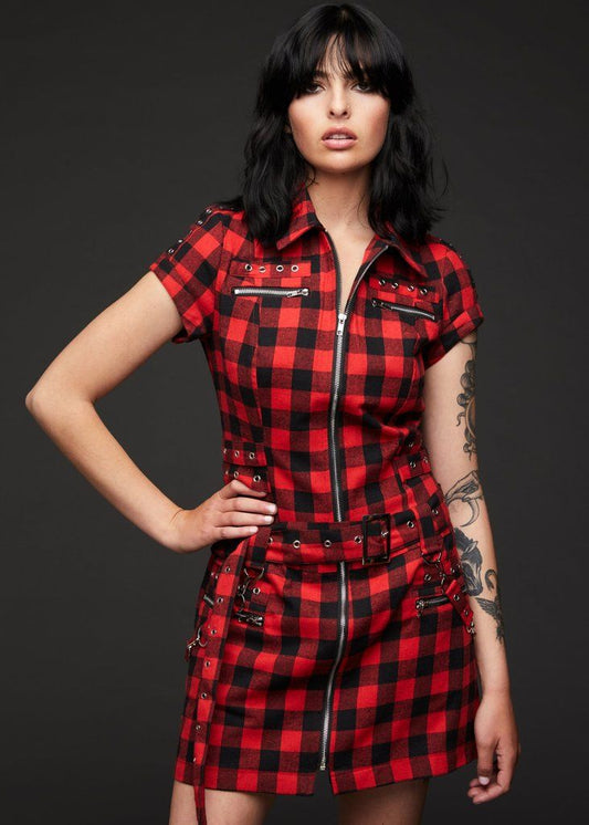 Black and Red Checkered Goth Dress - Concordia Style Boutique
