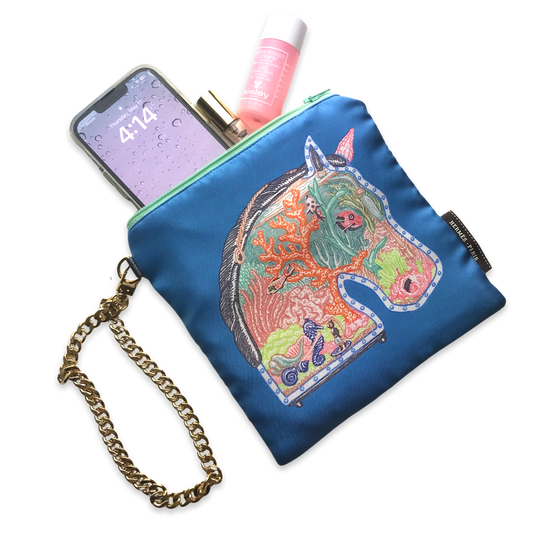 Chevaloscope Vintage Silk Scarf Grand Wristlet Bag