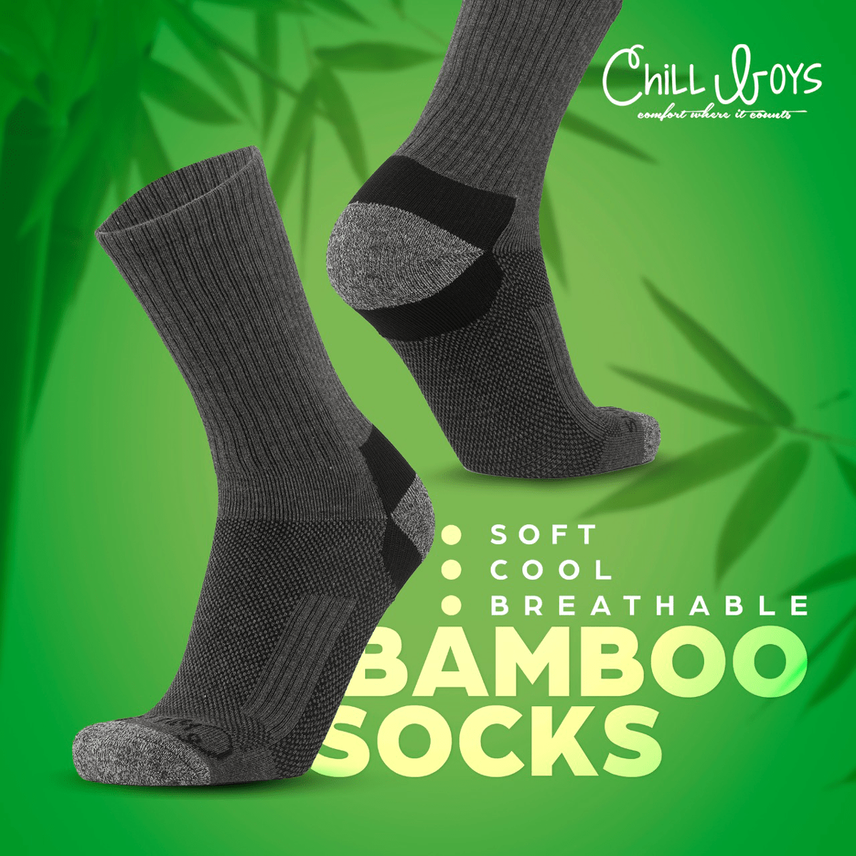 Bamboo Crew Socks - Moisture Wicking Bamboo Socks - 2 Pairs - Concordia Style Boutique