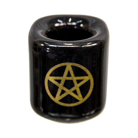 Ceramic Chime Candle Holder - Black w/ Gold Pentacle - Premium Candle Holder from The Witches Sage LLC - Just $3.10! Shop now at Concordia Style Boutique