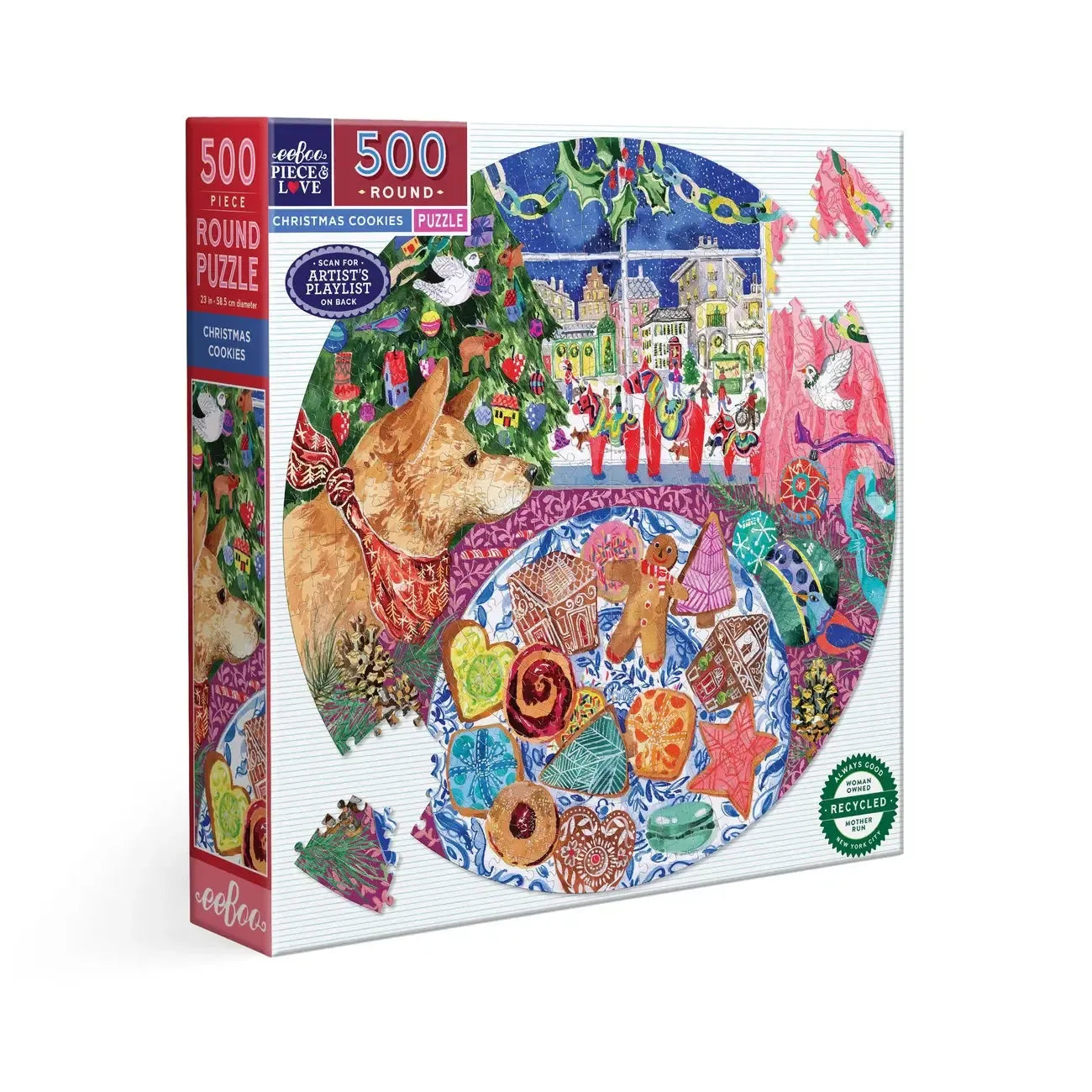 Christmas Cookies 500 Piece Round Jigsaw Puzzle eeBoo