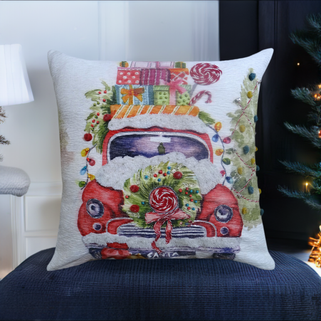 Christmas Embroidered Throw Pillow 20" x 20"