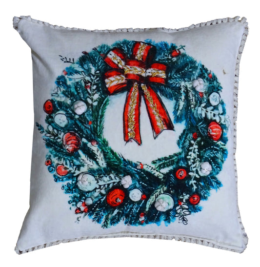 Christmas Wearth Holiday Decorative Pillow (18"x18")