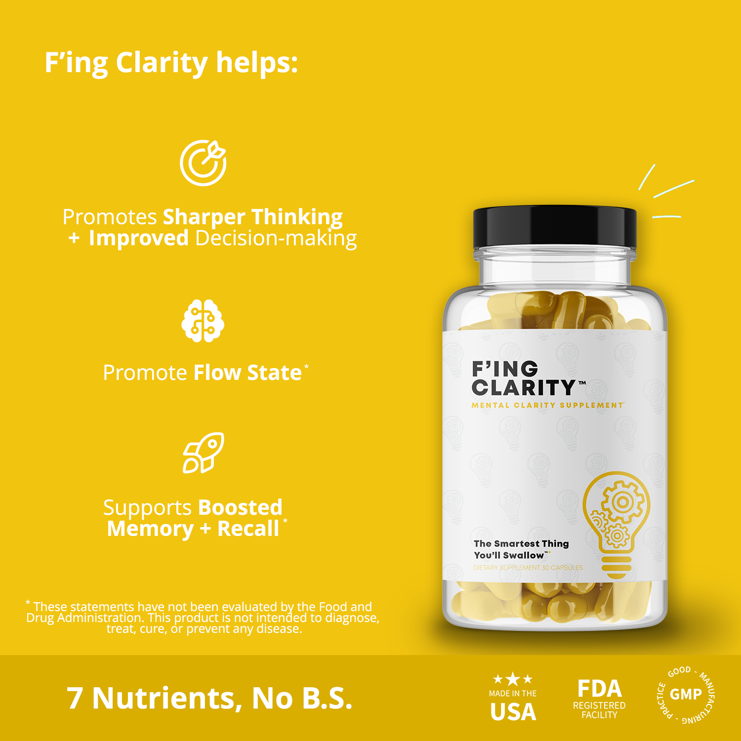 F'ing Clarity - Best Supplements for Brain Fog Relief | Improve Memory & Focus - Concordia Style Boutique