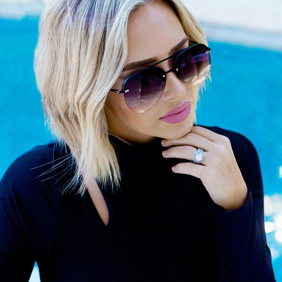 Megan 2 - Faded Black Metal Aviator Sunglasses - Concordia Style Boutique
