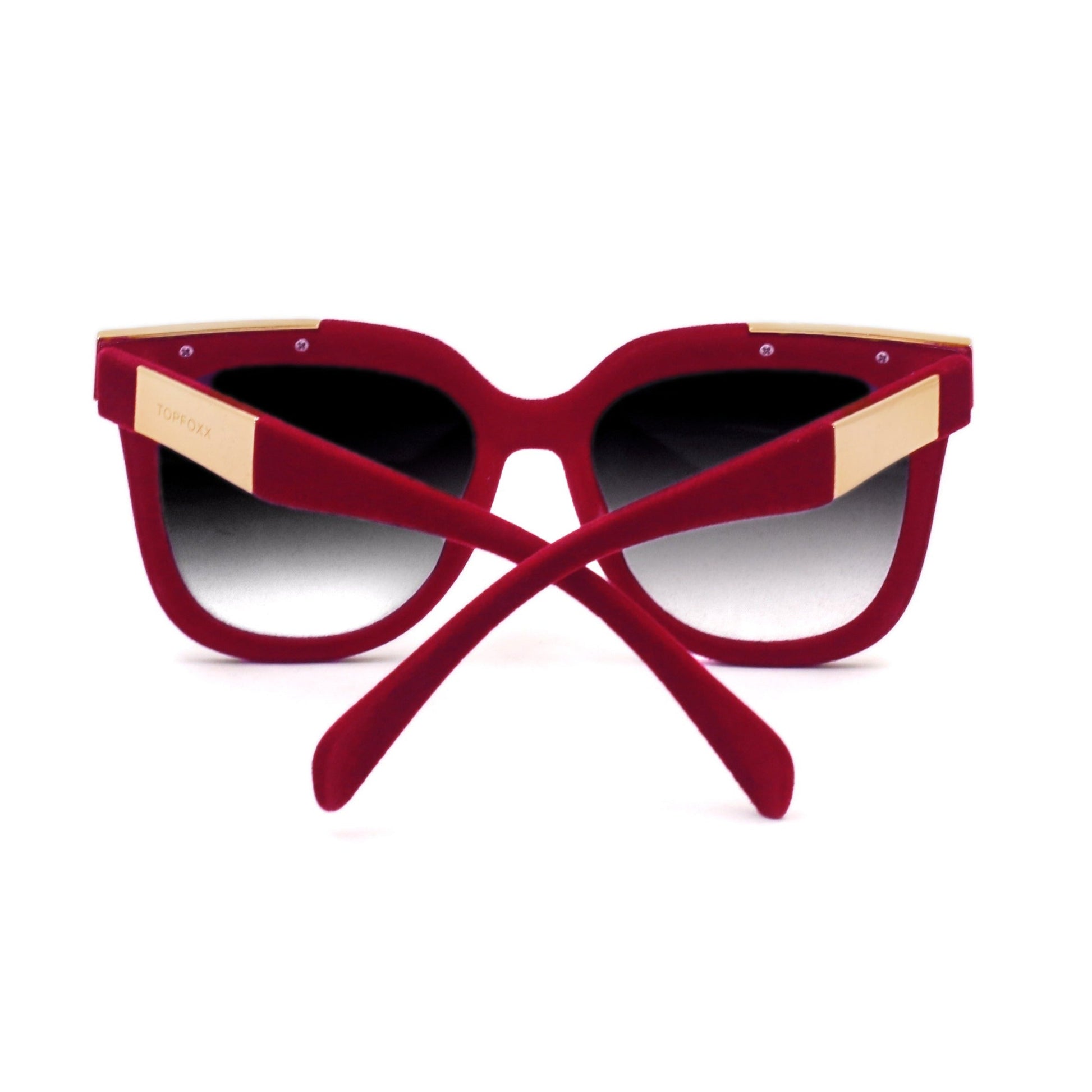 Coco - Red Velvet Frame Black Lens Wayfarer Sunglasses - Concordia Style Boutique