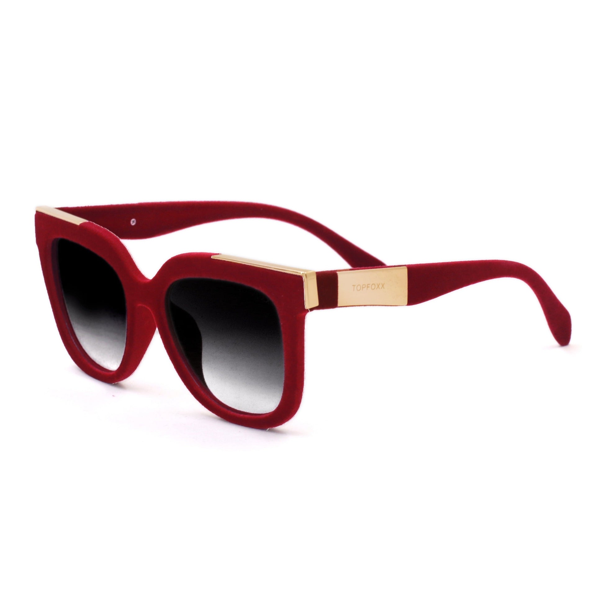 Coco - Red Velvet Frame Black Lens Wayfarer Sunglasses - Concordia Style Boutique
