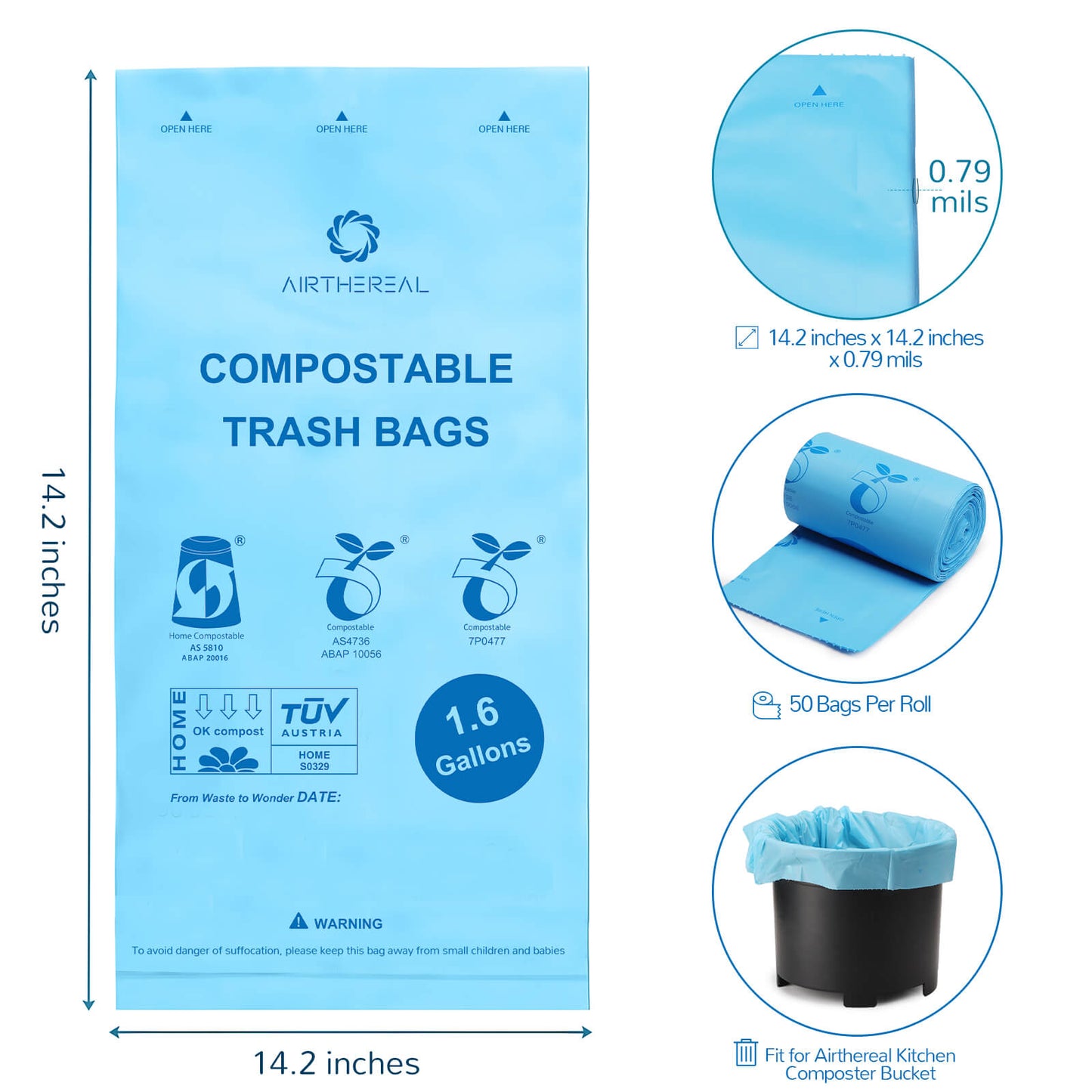 1.6 Gallon Compostable Trash Bags - Concordia Style Boutique