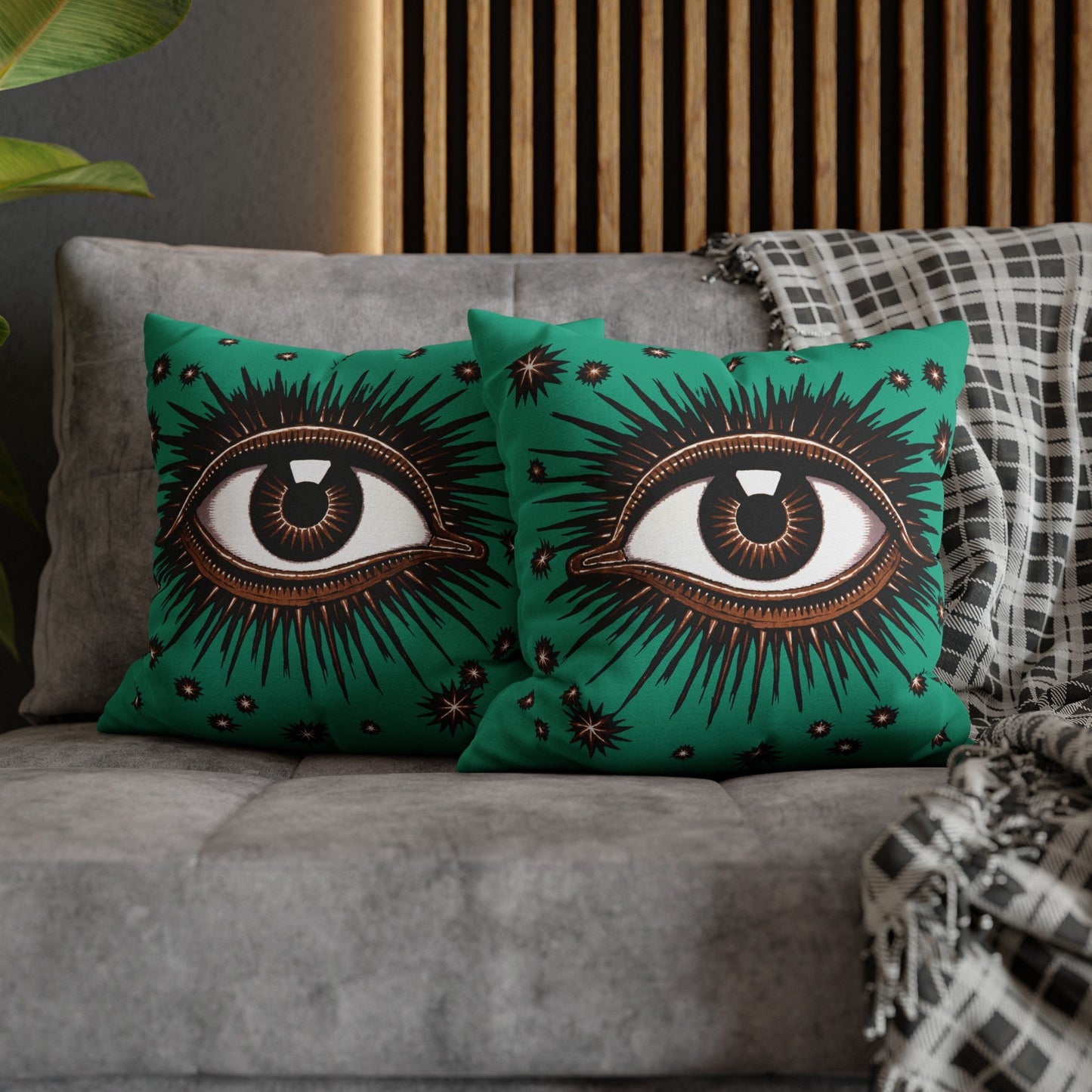 "All Seeing Eye" Throw Pillow (Teal)