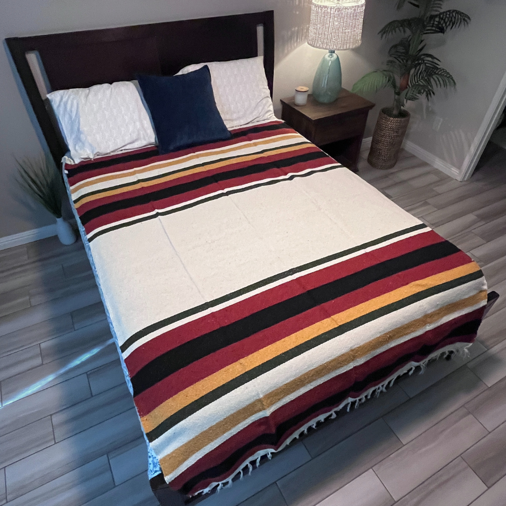 Wool Striped Mexican Blanket - Concordia Style Boutique