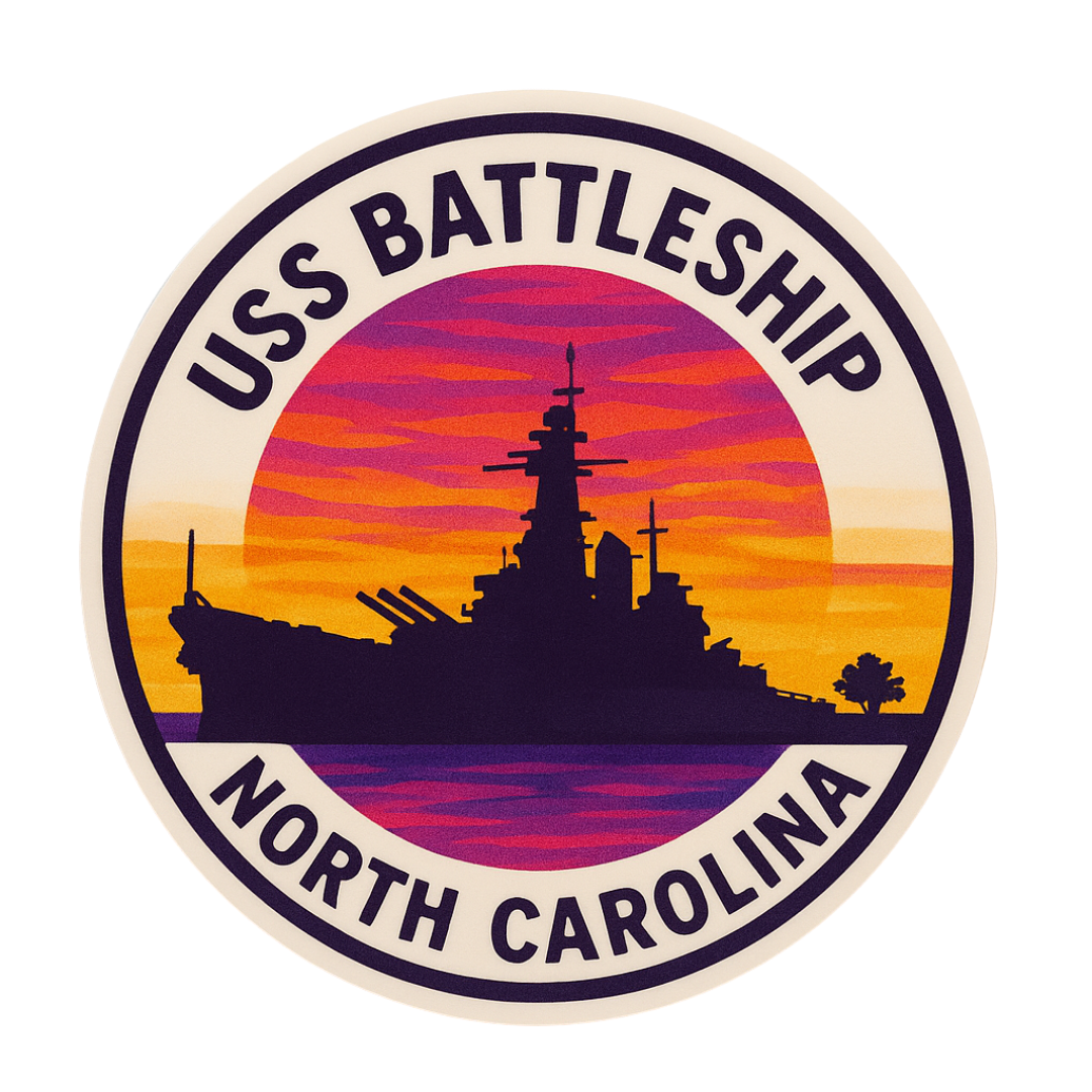 USS Battleship North Carolina Sunset Sticker