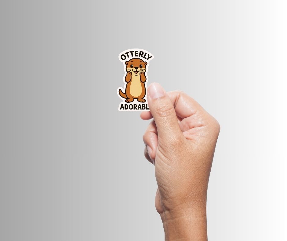 "Otterly Adorable" Funny Otter Sticker