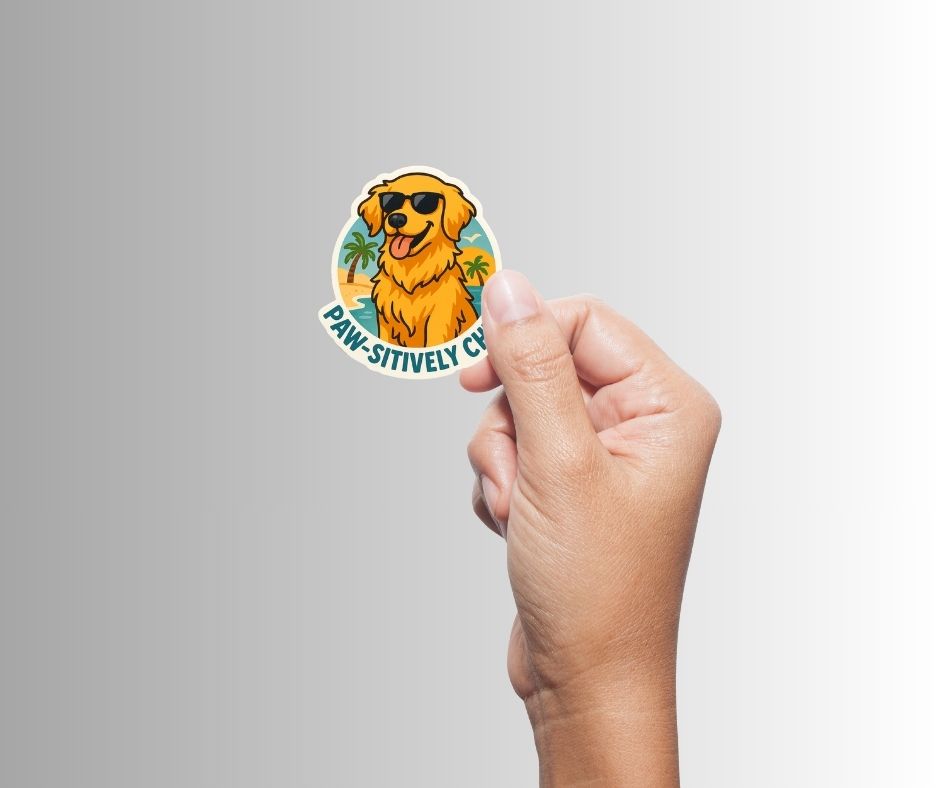 "Paw-sitively Chill" Funny Golden Retriever Dog Sticker