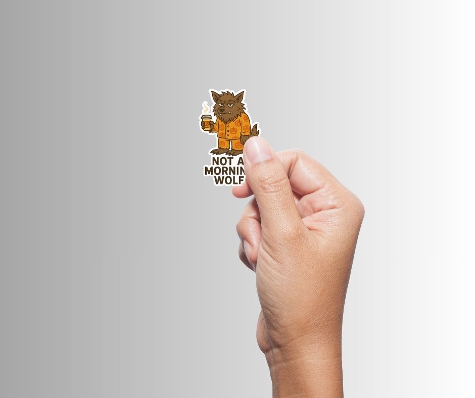 Funny Werewolf Halloween Sticker "Not a Morning Wolf"