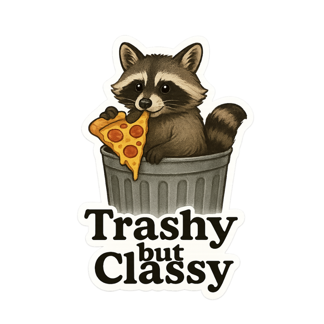 "Trashy but Classy" Funny Raccoon / Trash Panda Sticker