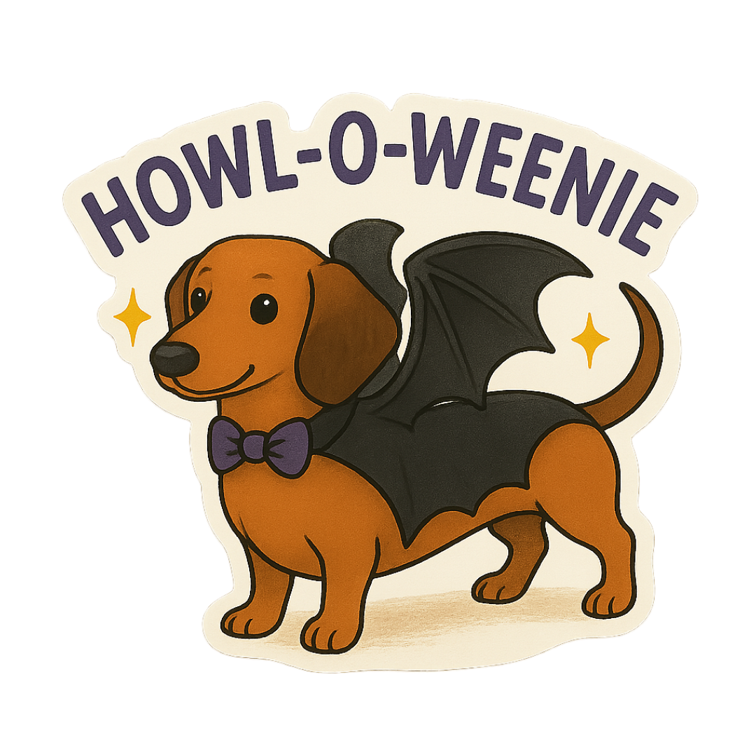 Funny Spooky Dog Halloween Sticker "Howl-O-Weenie"