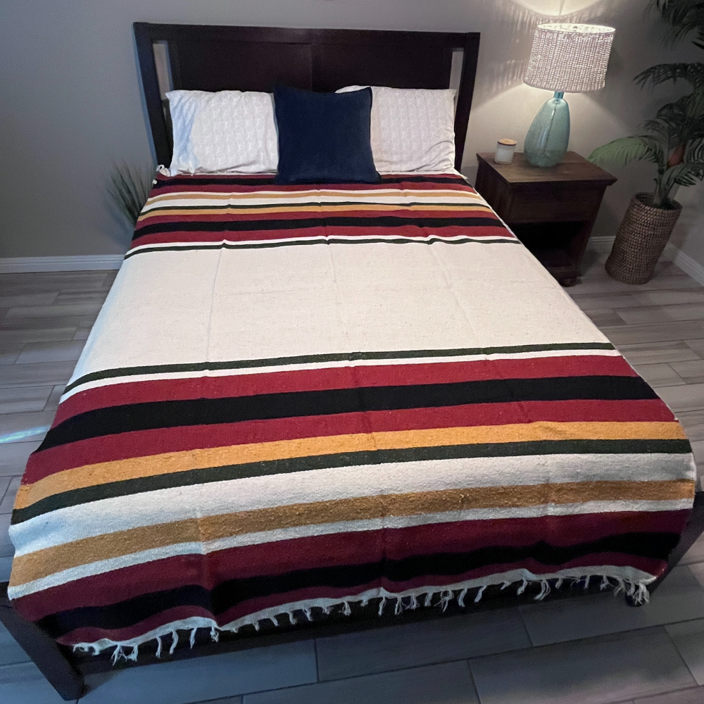 Wool Striped Mexican Blanket - Concordia Style Boutique