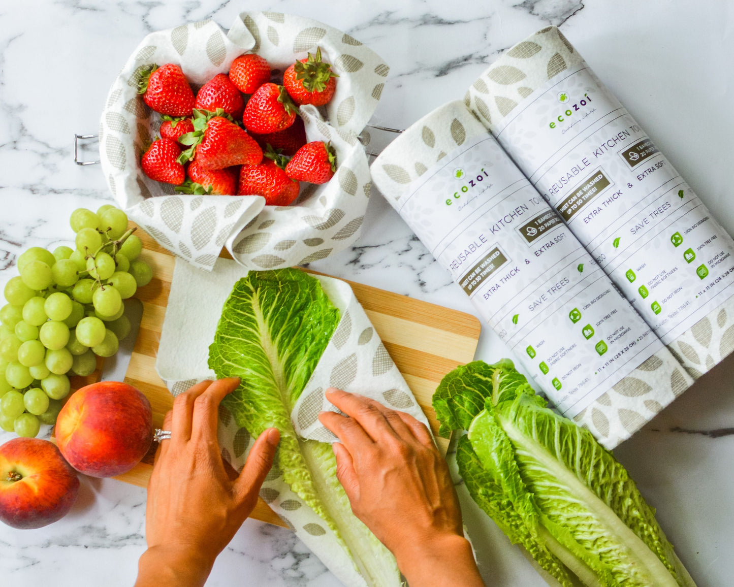Bamboo Kitchen Paper Towels, Reusable Tree-Free Rolls with Design, 4 Pack - Concordia Style Boutique