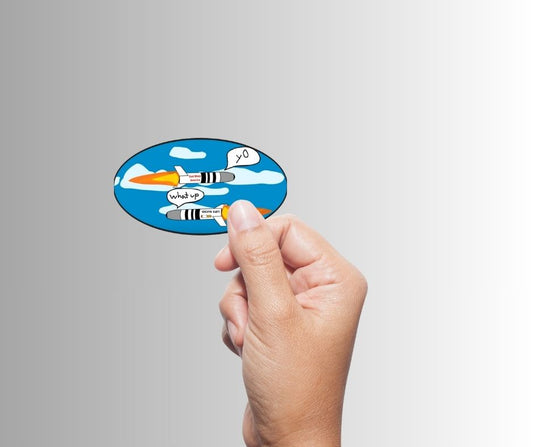 "Nukes Flying Everywhere" End of Ze World Sarcastic Sticker