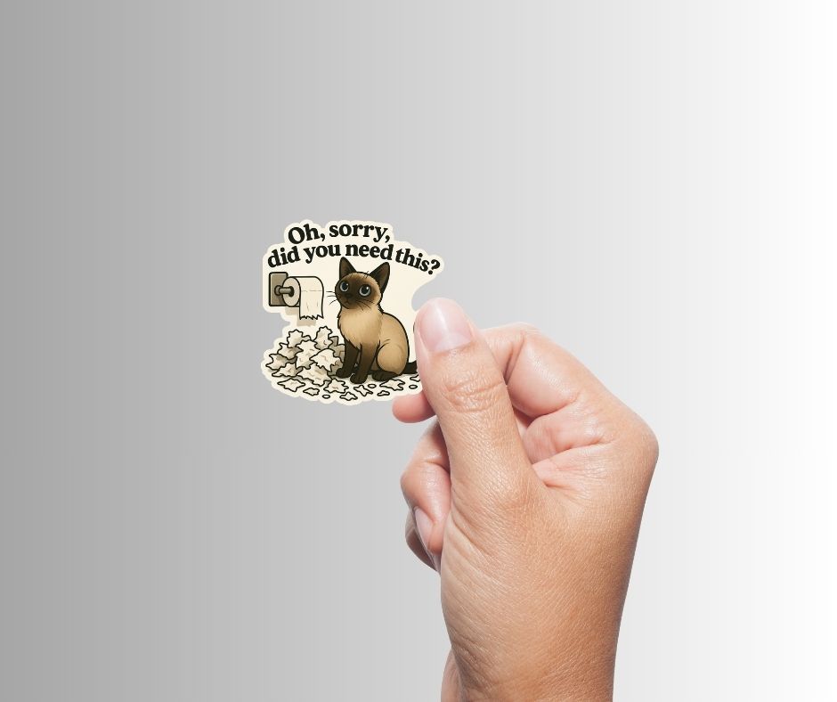 "Oh, sorry, did you need this?" Sarcastic Funny Cat Sticker