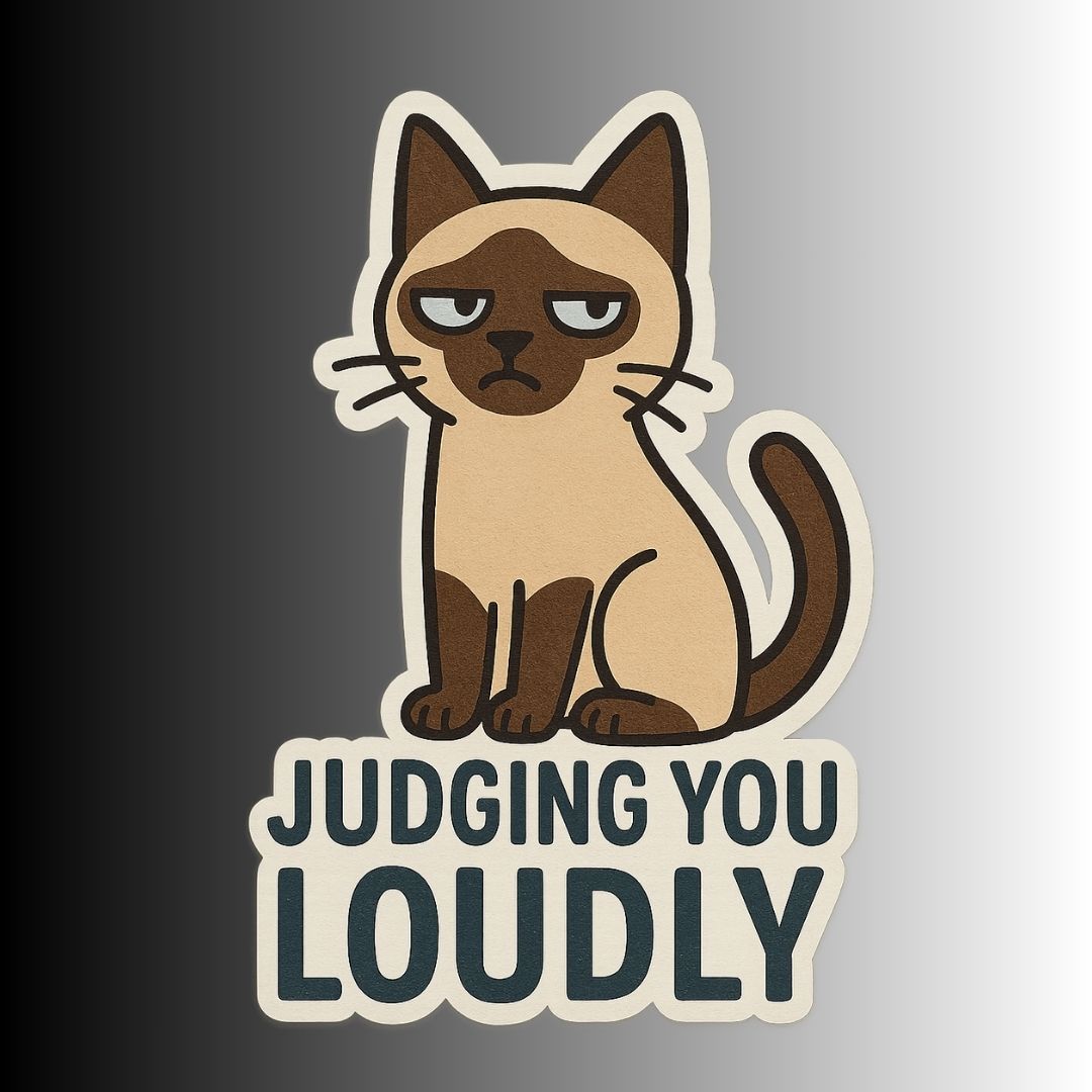 "I'm Judging You Loudly" Funny Sarcastic Siamese Cat Sticker