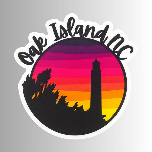 Oak Island, NC Lighthouse Sunset Sticker