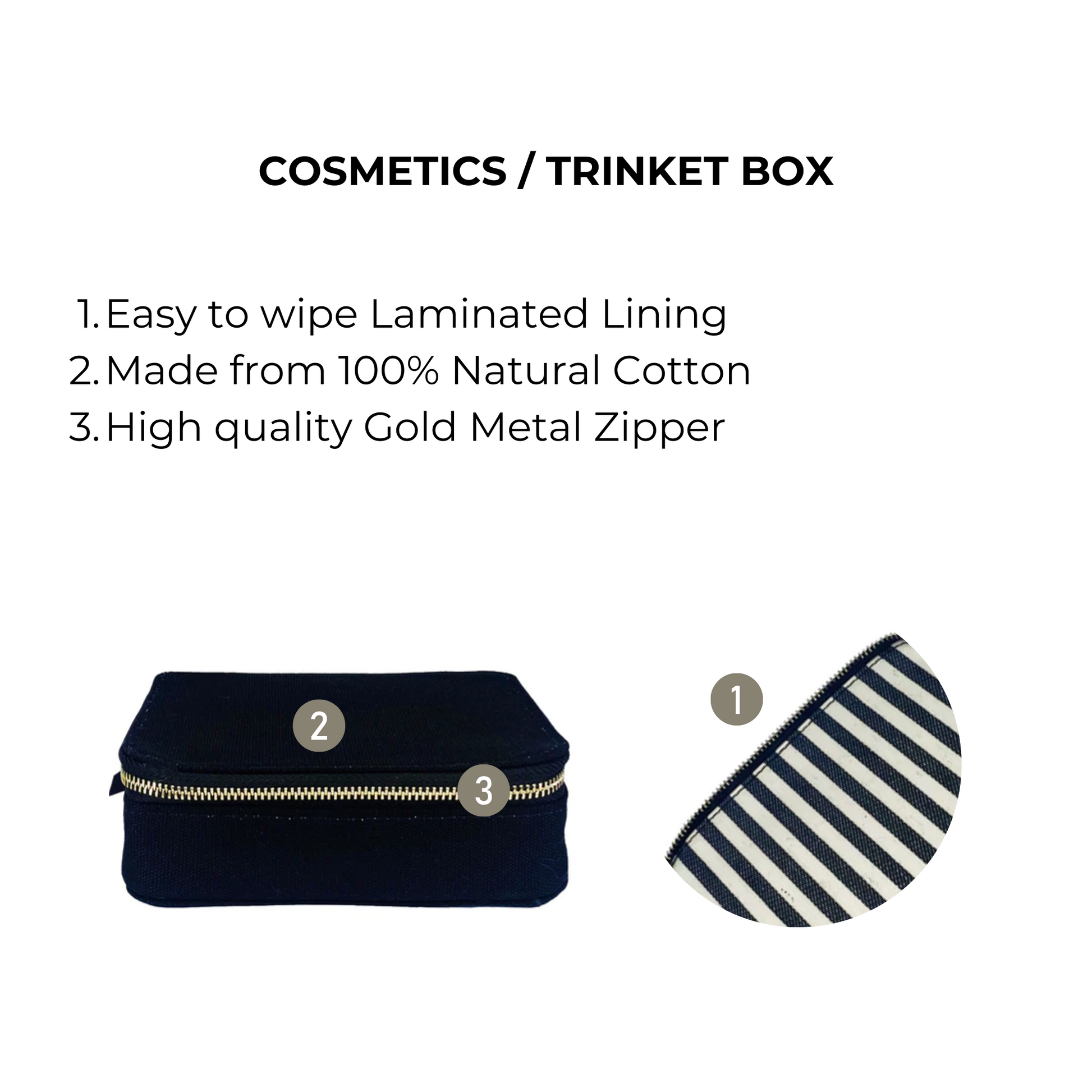 Cosmetics/Trinket Box, Black - Concordia Style Boutique