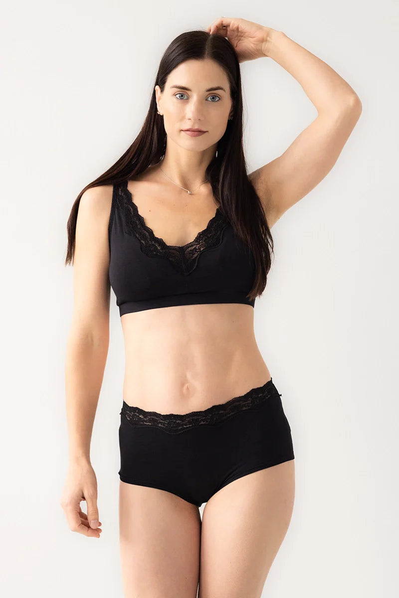 Salua Cotton Bralette with Lace Edge