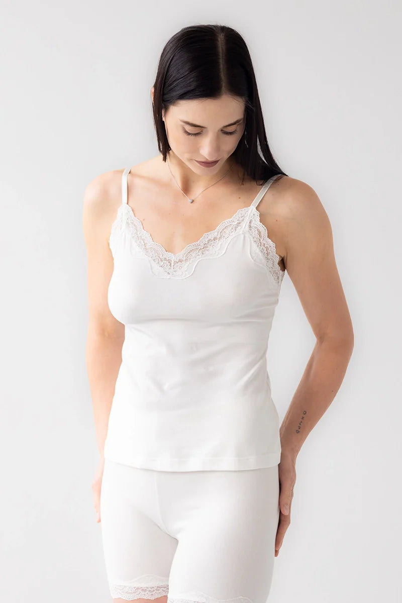 Cotton Camisole with lace trim