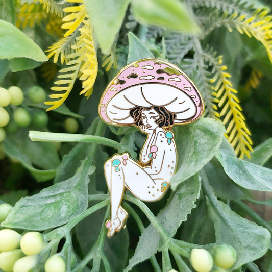 Cotton Candy Mushroom Girl - Hard Enamel Pin - Concordia Style Boutique