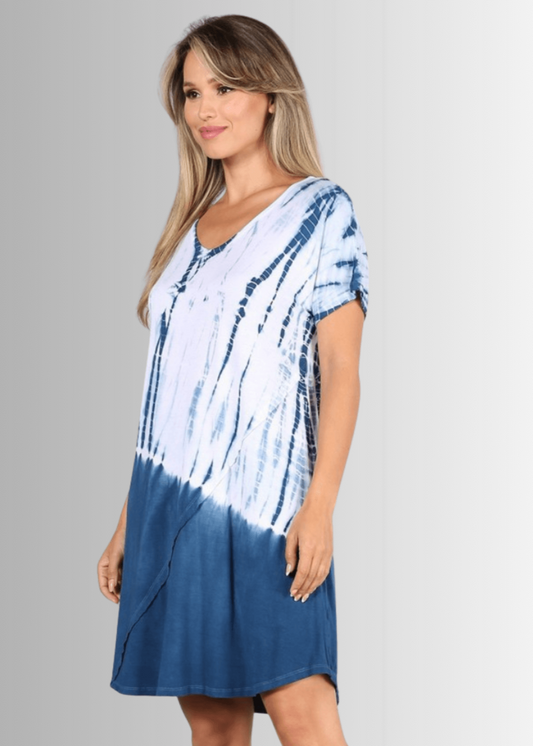 Casually Cool Tie Dye Dress in Blue - Concordia Style Boutique