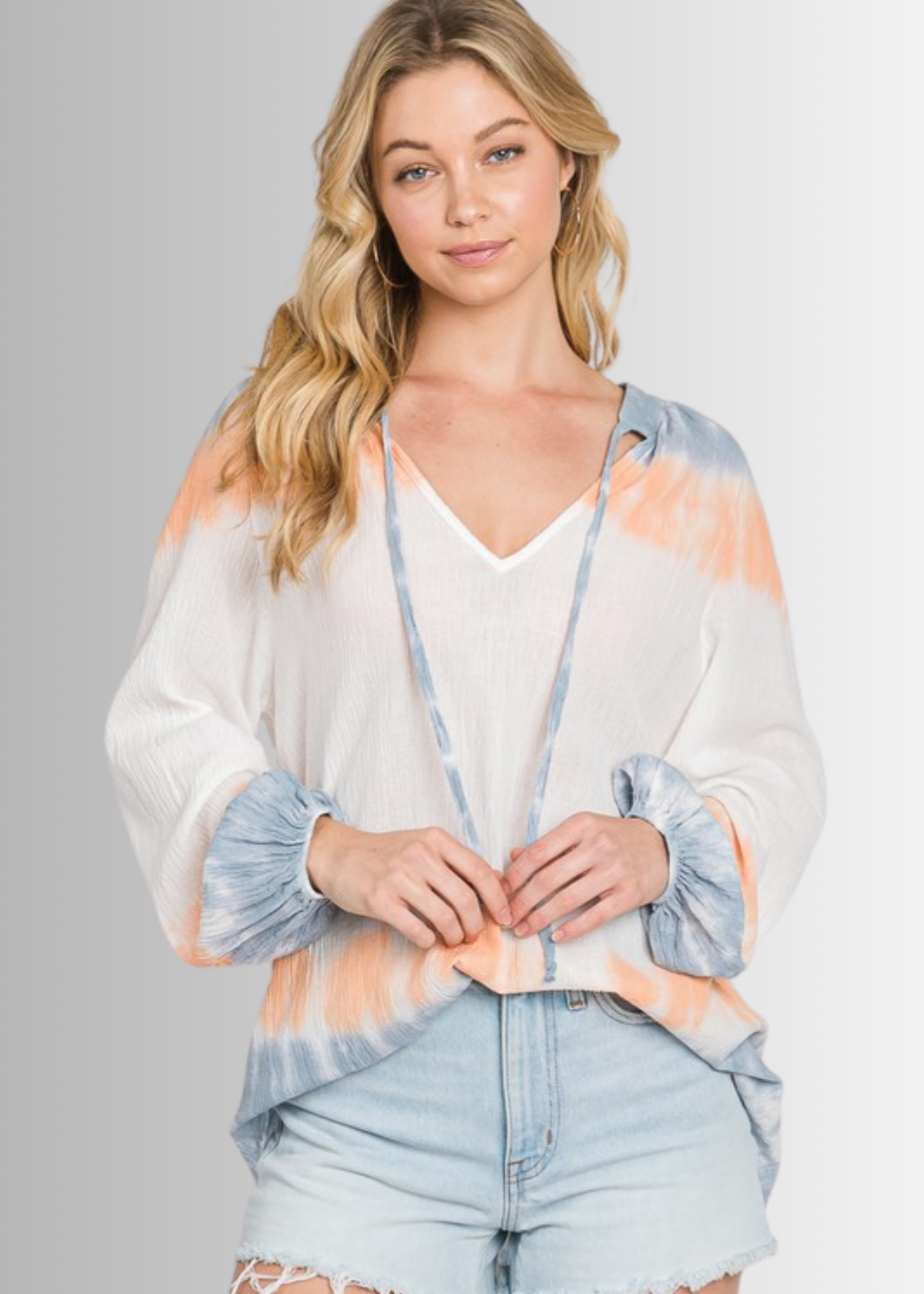 Premium Gauze Color Block Tie Dye Top Made in USA - Concordia Style Boutique