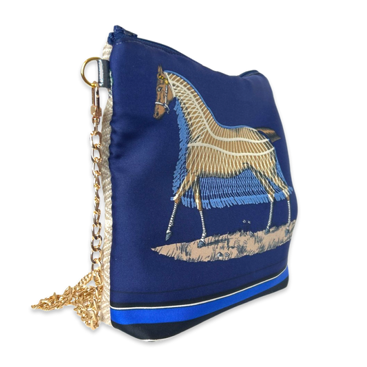 Couvertures et Tenues du Jour Blue Vintage Scarf Crossbody Bag